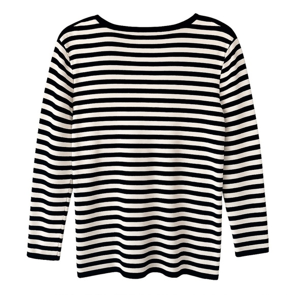 New Lauren Ralph Lauren Nautical Navy White Striped Sweater Silk Blend Knit Med - Picture 5 of 5